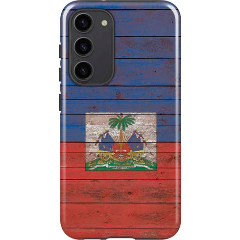 Haiti Flag Dark Wood Galaxy S23 Plus Pro Case