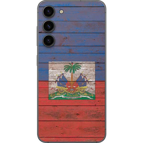 Haiti Flag Dark Wood Galaxy S23 Plus Skin