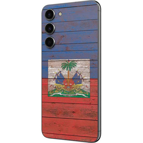 Haiti Flag Dark Wood Galaxy S23 Plus Skin