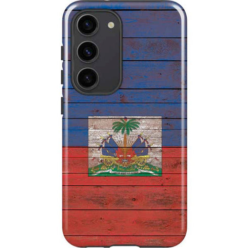 Haiti Flag Dark Wood Galaxy S23 Pro Case