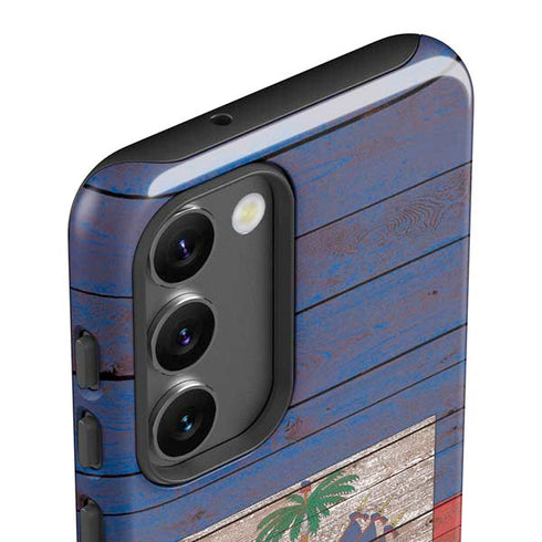 Haiti Flag Dark Wood Galaxy S23 Pro Case