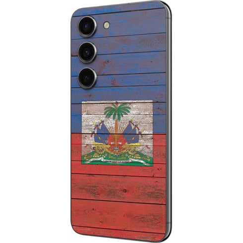Haiti Flag Dark Wood Galaxy S23 Skin