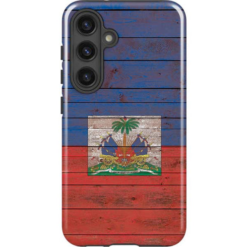Haiti Flag Dark Wood Galaxy S24 Impact Case