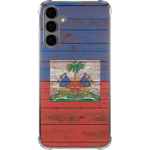 Haiti Flag Dark Wood Galaxy S24 Plus Clear Case