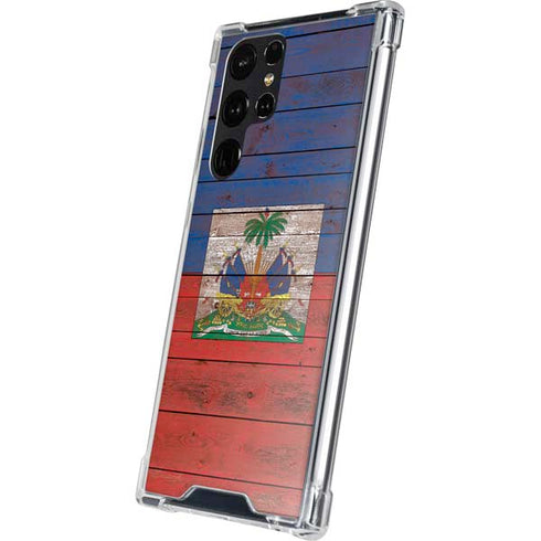 Haiti Flag Dark Wood Galaxy S24 Ultra Clear Case