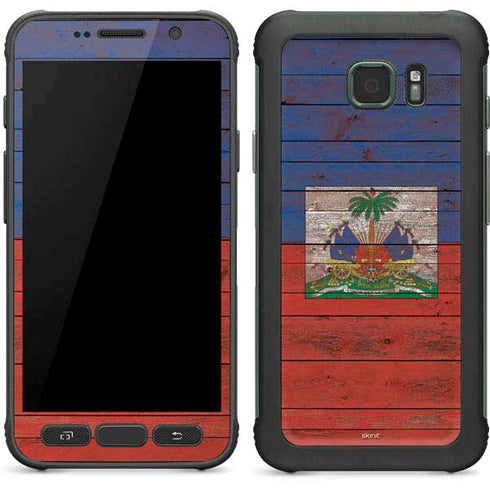 Haiti Flag Dark Wood Galaxy S7 Active Skin