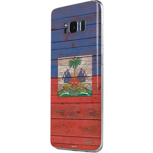 Haiti Flag Dark Wood Galaxy S8 Skin