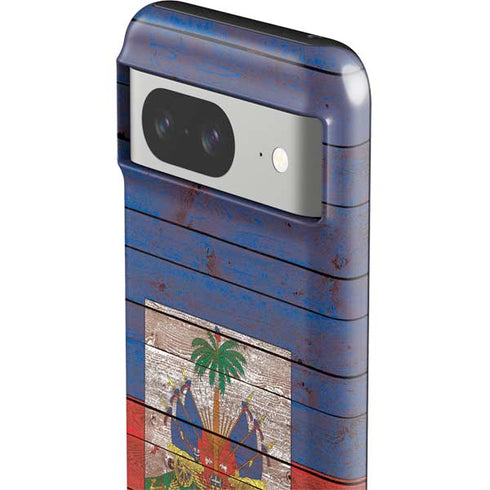 Haiti Flag Dark Wood Google Pixel 8 Impact Case
