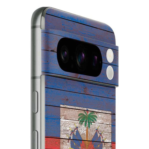 Haiti Flag Dark Wood Google Pixel 8 Pro Skin