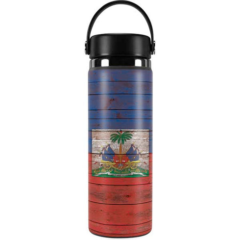 Haiti Flag Dark Wood Hydro Flask 20oz Wide Mouth Skin