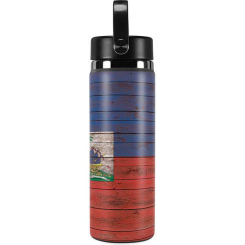 Haiti Flag Dark Wood Hydro Flask 20oz Wide Mouth Skin