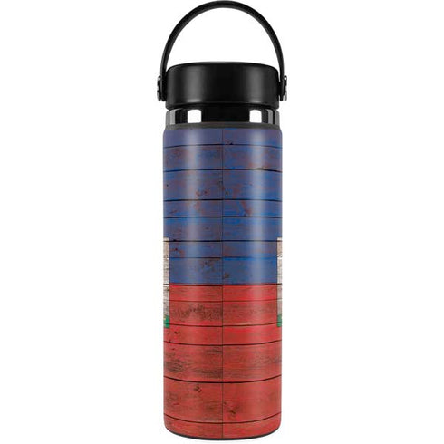 Haiti Flag Dark Wood Hydro Flask 20oz Wide Mouth Skin