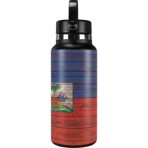 Haiti Flag Dark Wood Hydro Flask 32oz Wide Mouth Skin