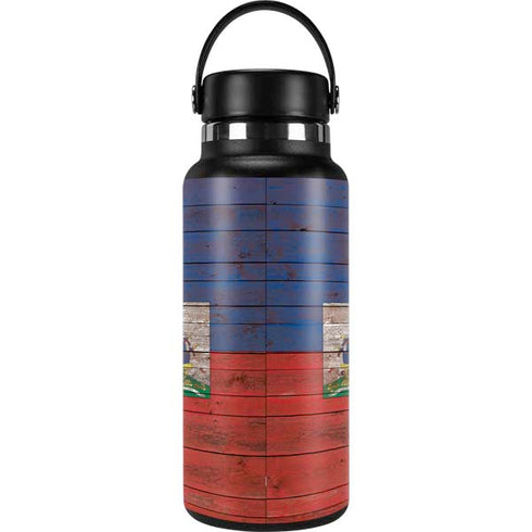 Haiti Flag Dark Wood Hydro Flask 32oz Wide Mouth Skin