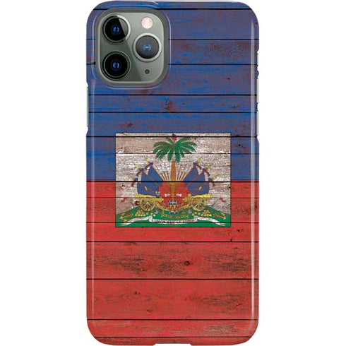 Haiti Flag Dark Wood iPhone 11 Pro Lite Case