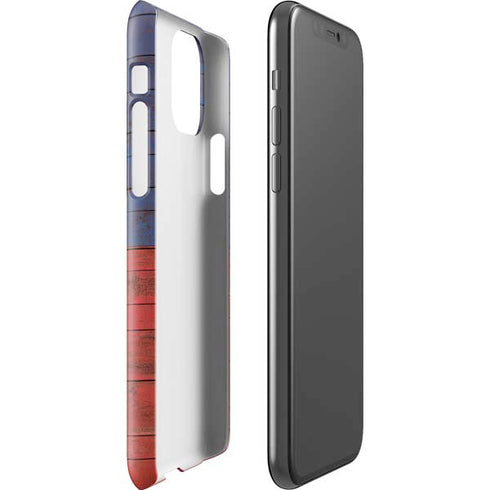 Haiti Flag Dark Wood iPhone 11 Pro Lite Case