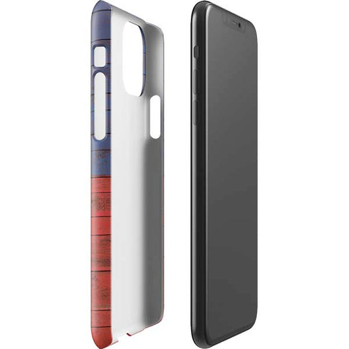 Haiti Flag Dark Wood iPhone 11 Pro Max Lite Case