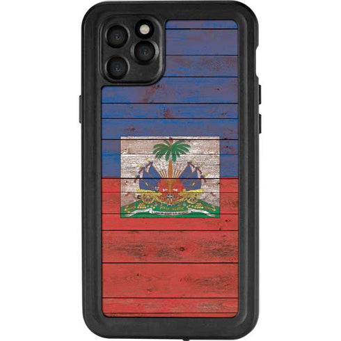 Haiti Flag Dark Wood iPhone 11 Pro Max Waterproof Case