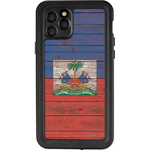 Haiti Flag Dark Wood iPhone 11 Pro Waterproof Case