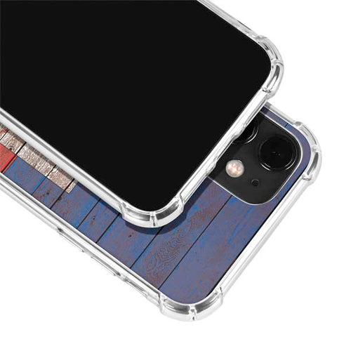 Haiti Flag Dark Wood iPhone 12 Clear Case