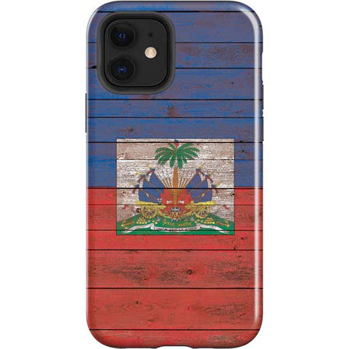 Haiti Flag Dark Wood iPhone 12 Impact Case