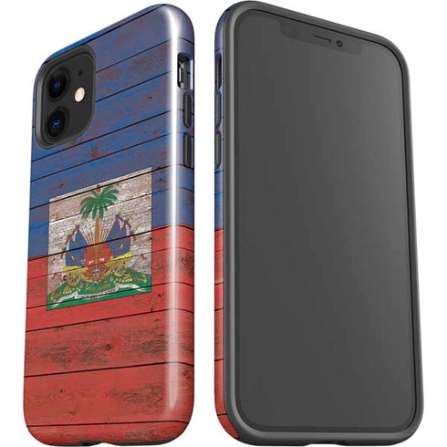 Haiti Flag Dark Wood iPhone 12 Impact Case