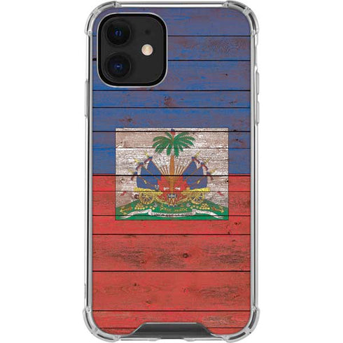 Haiti Flag Dark Wood iPhone 12 Mini Clear Case