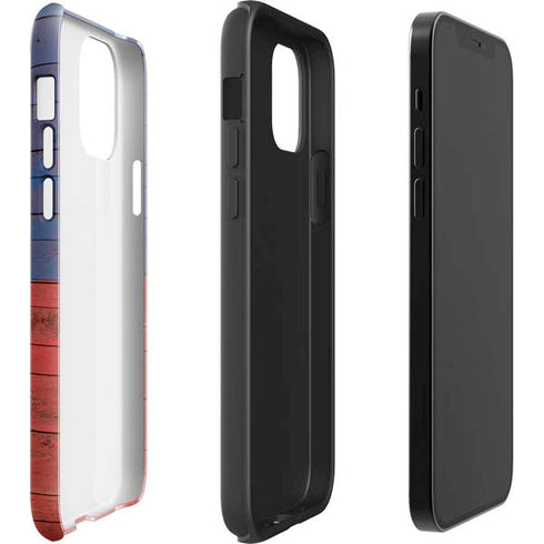 Haiti Flag Dark Wood iPhone 12 Mini Impact Case