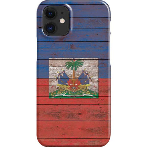Haiti Flag Dark Wood iPhone 12 Mini Lite Case
