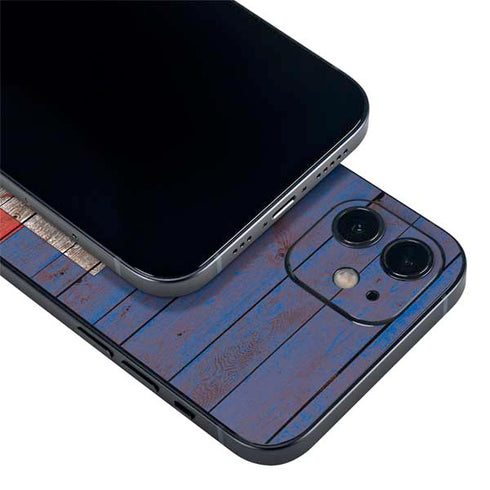 Haiti Flag Dark Wood iPhone 12 Mini Skin