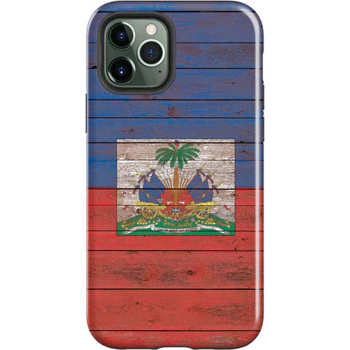 Haiti Flag Dark Wood iPhone 12 Pro Impact Case