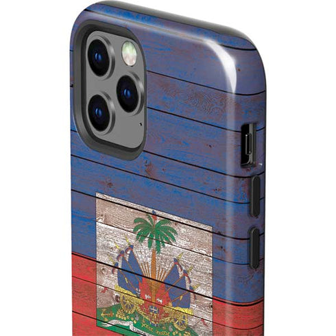 Haiti Flag Dark Wood iPhone 12 Pro Impact Case