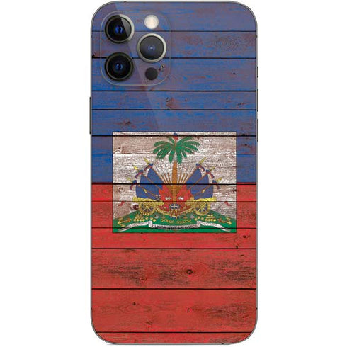 Haiti Flag Dark Wood iPhone 12 Pro Max Skin