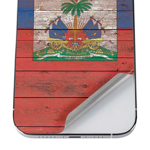 Haiti Flag Dark Wood iPhone 12 Pro Max Skin