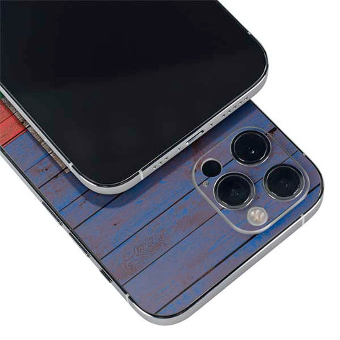 Haiti Flag Dark Wood iPhone 12 Pro Max Skin
