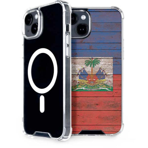 Haiti Flag Dark Wood iPhone 13 MagSafe Case