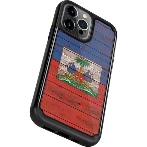 Haiti Flag Dark Wood iPhone 13 Pro Cargo Case