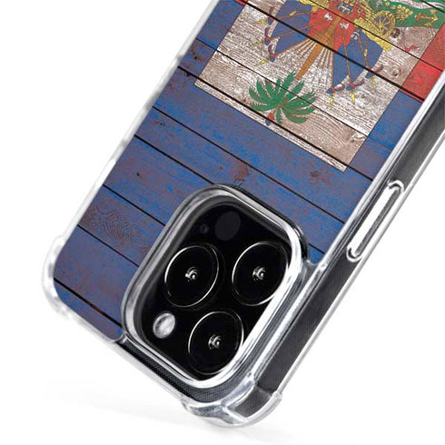 Haiti Flag Dark Wood iPhone 13 Pro MagSafe Case