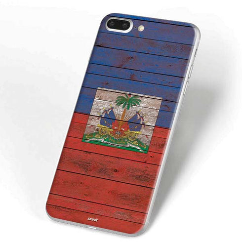 Haiti Flag Dark Wood iPhone 7 Plus Skin