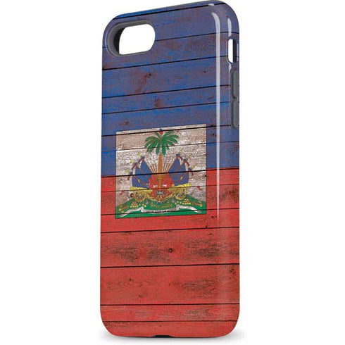 Haiti Flag Dark Wood iPhone 7 Pro Case