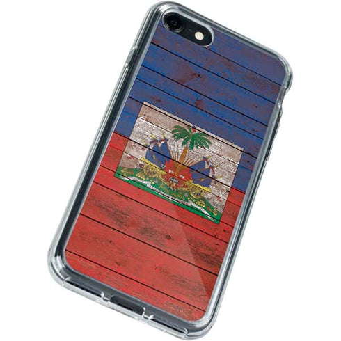 Haiti Flag Dark Wood iPhone SE (2nd & 3rd Gen) Clear Case