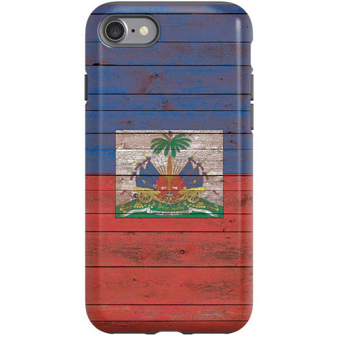 Haiti Flag Dark Wood iPhone SE (2nd & 3rd Gen) Pro Case