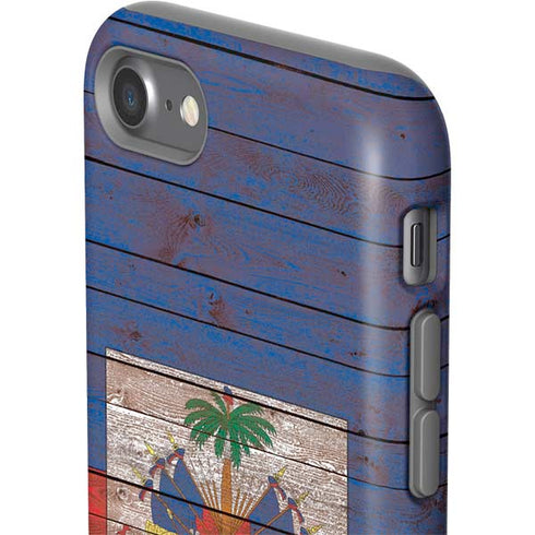 Haiti Flag Dark Wood iPhone SE (2nd & 3rd Gen) Pro Case
