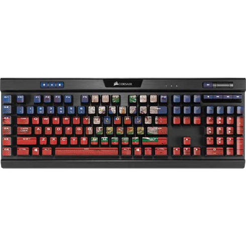 Haiti Flag Dark Wood K95 RGB PLATINUM Mechanical Gaming Keyboard Skin