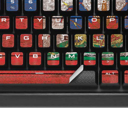 Haiti Flag Dark Wood K95 RGB PLATINUM Mechanical Gaming Keyboard Skin