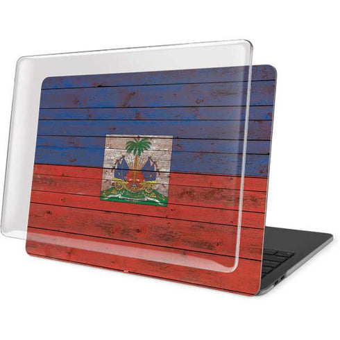 Haiti Flag Dark Wood MacBook Pro 16in (2019-20) Case plus Skin