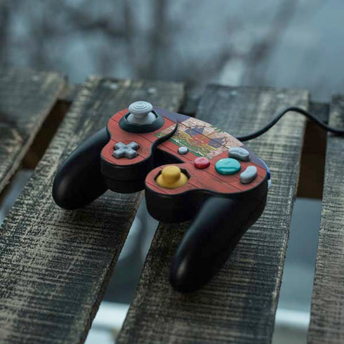 Haiti Flag Dark Wood Nintendo GameCube Controller Skin