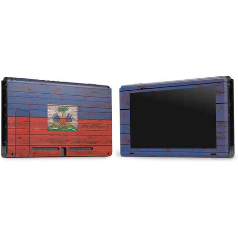 Haiti Flag Dark Wood Nintendo Switch Bundle Skin