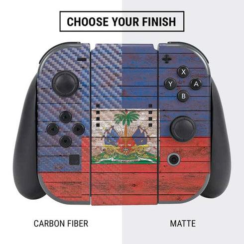 Haiti Flag Dark Wood Nintendo Switch Bundle Skin