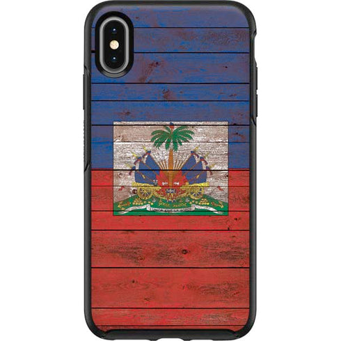 Haiti Flag Dark Wood Otterbox Symmetry iPhone Skin